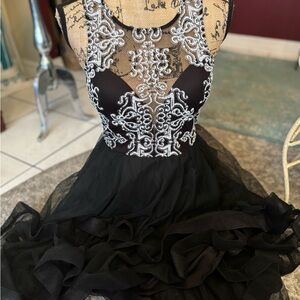 Speechless Black Dress with White Lace Accents